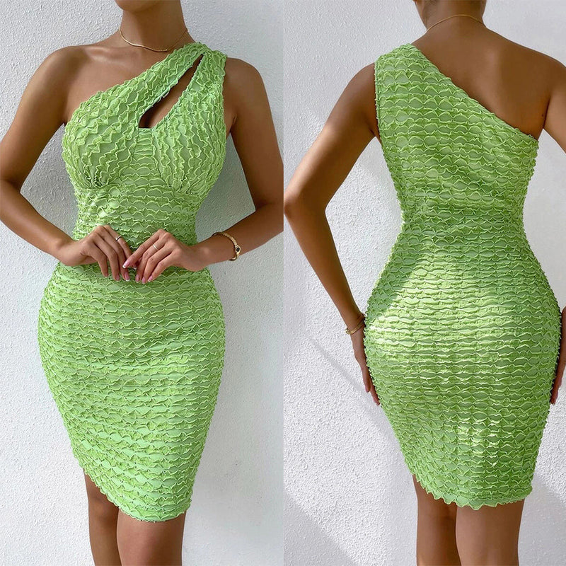 Lady Gaga Dress Sexy Oblique Shoulder Slim-Fit Hip Skirt