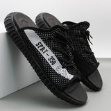 Mens Slide Coconut Slippers Summer Outdoor Fly Woven Mesh Beach Flip-Flops Shoes