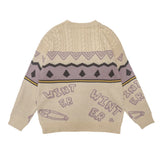 Men Sweater Letter Jacquard Color Matching Knitted Sweater Men's round Neck Sweater