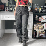 Julia Fox Low Rise Jeans Straight Pocket Overalls Cool Strap Hot Girl Dance Casual