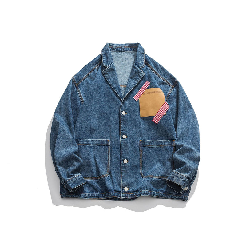 Men Denim Jackets Autumn Denim Splicing Coat