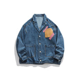 Men Denim Jackets Autumn Denim Splicing Coat