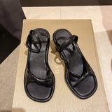 Nude Low Block Heel Buckle Sandals