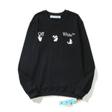 Off White Sweatshirts Autumn And Winter Green Lightning Arrow Pattern Round Neck Sweater