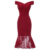 Burgundy Dress Formal Fishtail Dress Sexy Sheath Slim Dress