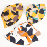 Bucket Hat Fishing Cap Cotton Print Fisherman Hat Geometric Bucket Hat Boy and Girl Sunshade Hat