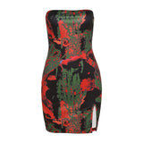 Music Festivals Rave Outfits Dress Summer Women's Fashion Sexy Slim Print Dress