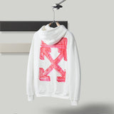 Off White Hoodie With Arrow Print Plus Size Casual And Comfortable Sweater Men'S Cotton Owt