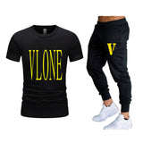 Vlone T Shirts & Pants 2 Piece Set Short-Sleeved Trousers Casual Summer Trousers For Men