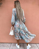 Nine Britton Dress Fashion Print Casual V-neck Elastic