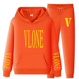 Vlone Hoodie & Pants 2 Piece Set Spring And Autumn Casual Sweater Loose Top