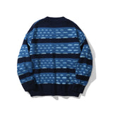 Men Sweater Color Block Ripped Knitwear Men's Loose round Neck Sweater Pullover