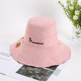 Women Bucket Hat Big Brim Double-Sided Sun Protection Sunshade