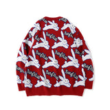 Men Sweater Cartoon Rabbit Brocade Sweater Men's Pullover Long Sleeve