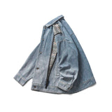 Men Denim Jackets Spring and Autumn Stitching Denim Jacket Men Baggy Coat