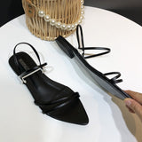 Women Black Dress Shoes Sandals Summer Thin Strap Sandals
