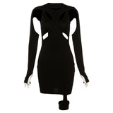 Music Festivals Rave Outfits Dress Summer Women's round Neck Long Sleeve Sexy Slim Dress