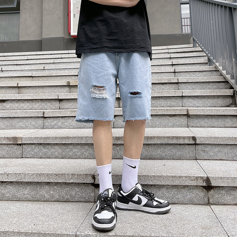 Men Denim Shorts Men's Summer Student