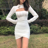 Music Festivals Rave Outfits Dress Autumn and Winter Women's Long-Sleeved Shirt Dress
