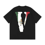 Vlone Mexico Friends Shirt Spring And Summer Letter Large V Short Sleeve T-Shirt Loose Men