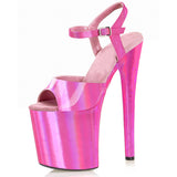 Hot Pink Heels 20cm Pink Solid Color High Heel Transparent Sandals Fish Mouth