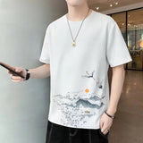 Men T-Shirts Half Sleeve Loose round Neck Print