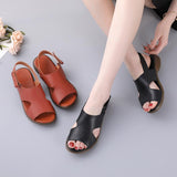 Highway Flat Sandals Summer Vintage Soft Bottom Flat Heel Women's Sandals Genuine Leather Strap Sandals for Women