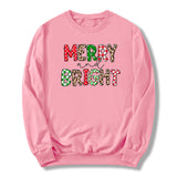 Merry and Bright Sweatshirts Christmas Leopard Print Merry and Bright Printed Crew Neck Sweatshirt