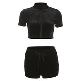 Velour Tracksuit Autumn Sexy Crop-Top Tight-Fitting Velvet Top Hip Shorts Casual Suit for Women