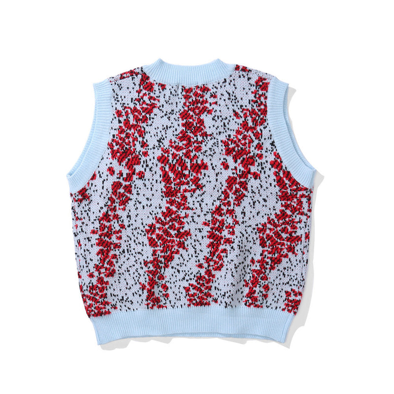 Men Sweater Vest Men's Loose V-neck Sleeveless Sweater Coat