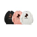 Men Sweater Cartoon Sika Deer Embroidery Knitted Sweater Men's Long Sleeve Top