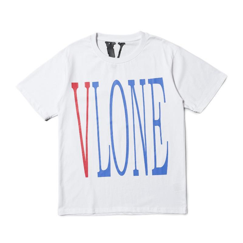 Vlone Summer Letter Printed Cotton Round Neck Male And Female Couple Short Sleeve Tshirt