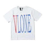 Vlone Summer Letter Printed Cotton Round Neck Male And Female Couple Short Sleeve Tshirt