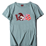 Valentine's Day T Shirt Short-Sleeved T-shirt Men's and Women's Love Printed round Neck Spring and Summer