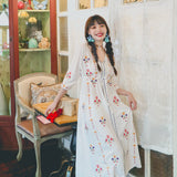 Coachella Music Festival Outfits Embroidered Retro V-neck Dress
