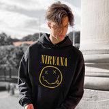 Nirvana Hoodie Hip Hop Retro Smiling Face Velvet Padded Hooded Sweatshirt Fog