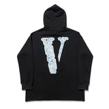Vlone Hoodie Rose Large V Printed Men And Women Couple Loose Hooded Sweater