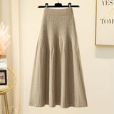 MIDI Mauve Skirt Thickened Knitting Women's Autumn and Winter Skirt