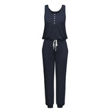 Coachella Music Festival Outfits Summer Vest Drawstring Harem Trousers Solid Color