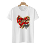 Valentine's Day T Shirt Love You Heart Printing Pullover Cotton Short Sleeve Women's T-shirt