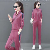 Velour Tracksuit Spring and Autumn Fashion Slimming Large Size Sweater Casual Running Clothes Two-Piece Set