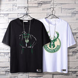 Basketball Sports T Shirt Nba Stag No. 34 Basketball Sports Student Short Sleeve T-Shirt Men
