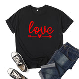 Valentine's Day T Shirts Couples Love Printed Short Sleeve round Neck T-shirt Men and Women Loose