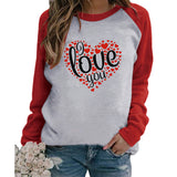 Valentine 'S Day T Shirts Couples I Love You Love Pattern Loose Long Sleeve T-shirt