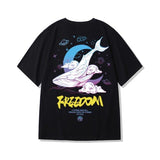 Men T-Shirts Loose Whale Print Half Sleeve