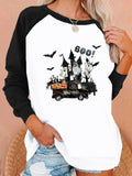 Halloween Costumes Case Printing Capless round Neck Contrast Color Sweatshirt Female