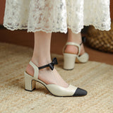 Nude Low Block Heel Pointed Toe Slingback Thick Heel Toe Box