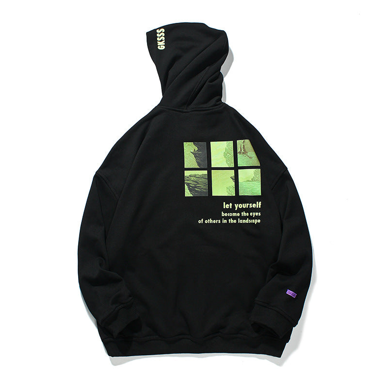 Men's Graphic Hoodies Autumn Hooded Sweater Long-Sleeved Coat for Men