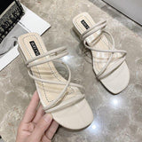 Women Open Toe Sandals Flats Summer Chunky Heel Plus Size Toe Baring Sandal Fashion Sandals