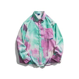 Man Fall Outfis Autumn Clothes Art Printing and Dyeing Long-Sleeved Shirt Men's Loose BF Style Couple Casual Thin Coat